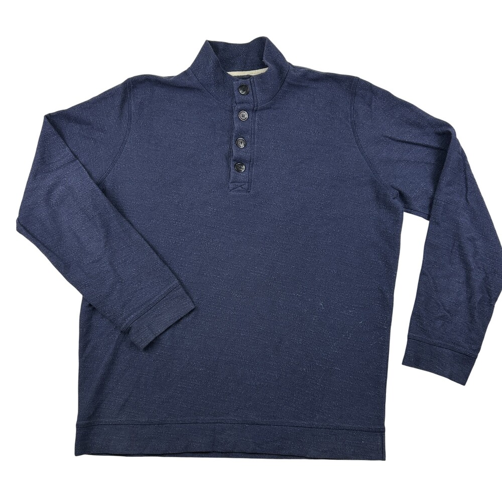 Marine Layer Sweater Mens XL Henley Mock Neck Button Front Blue Knit USA